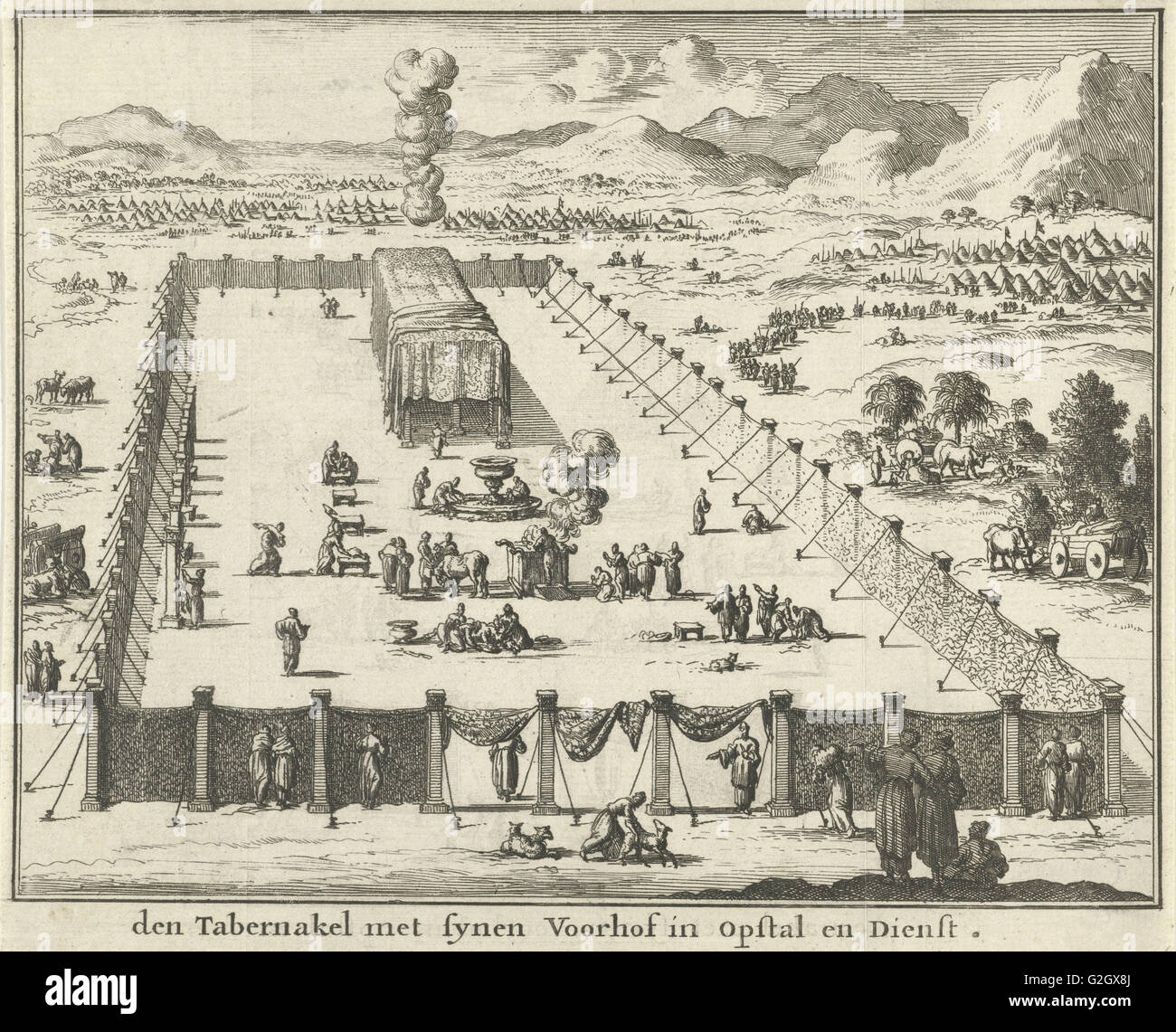 Vista della corte e il tabernacolo, Jan Luyken, Willem Goeree, 1683 Foto Stock