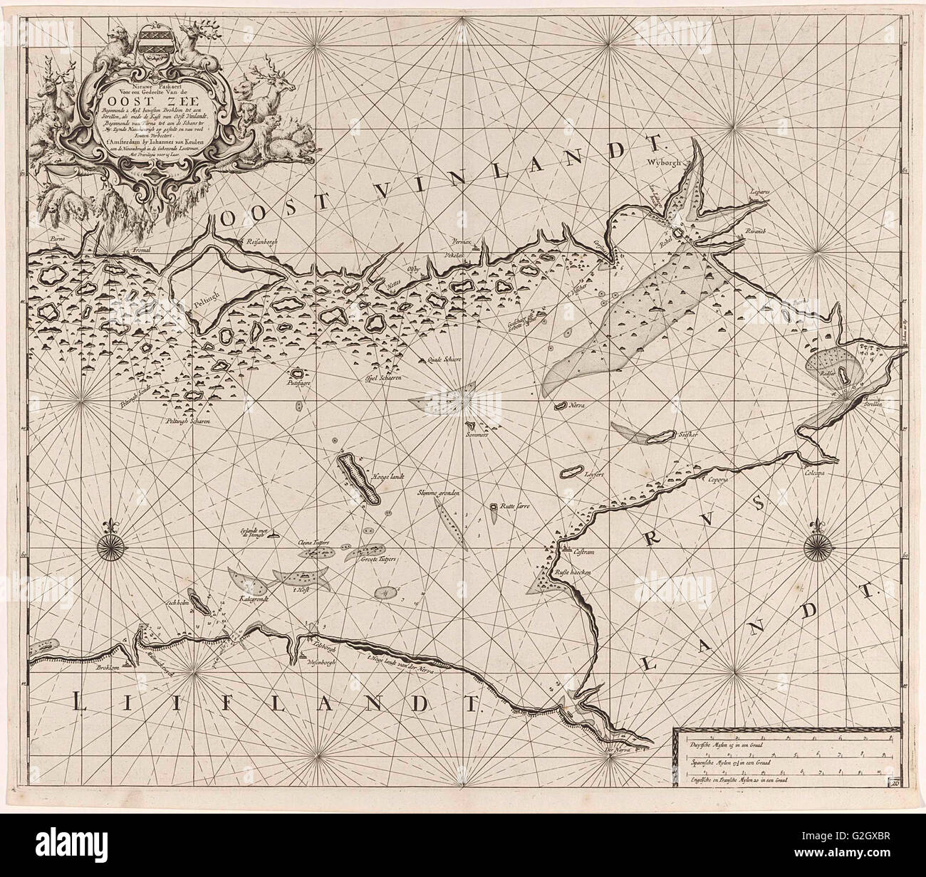 Mappa della parte orientale del Golfo di Finlandia, Johannes Van Keulen (MI), sconosciuto, 1681 - 1799 Foto Stock