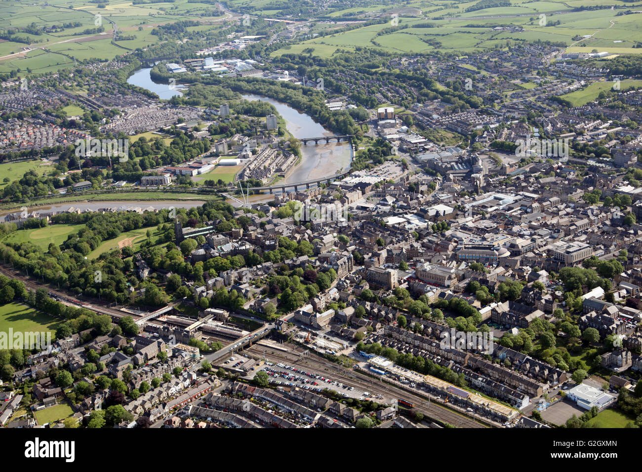 Vista aerea di Lancaster in Lancashire, Regno Unito Foto Stock