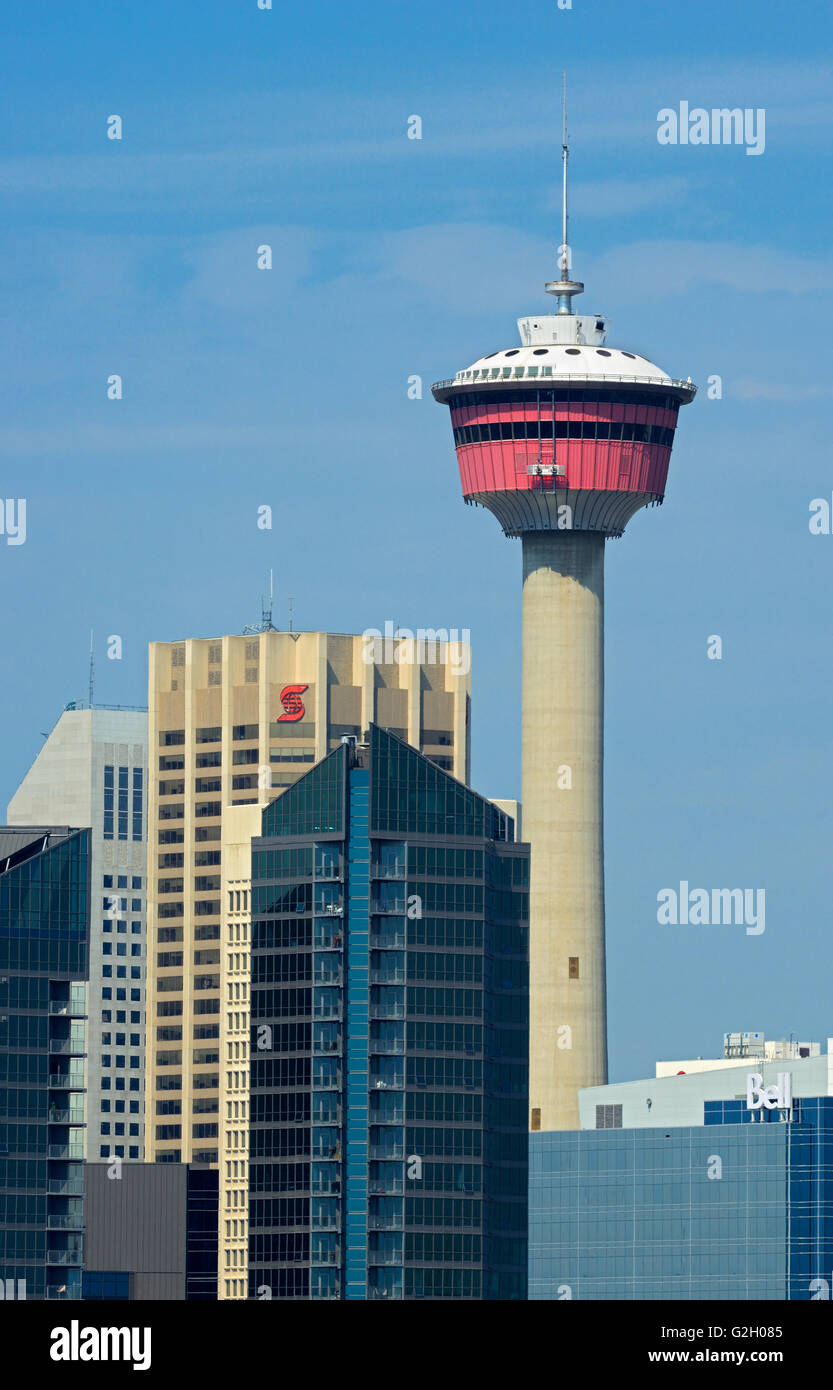 La Calgary Tower, Calgary, Alberta, Canada Foto Stock