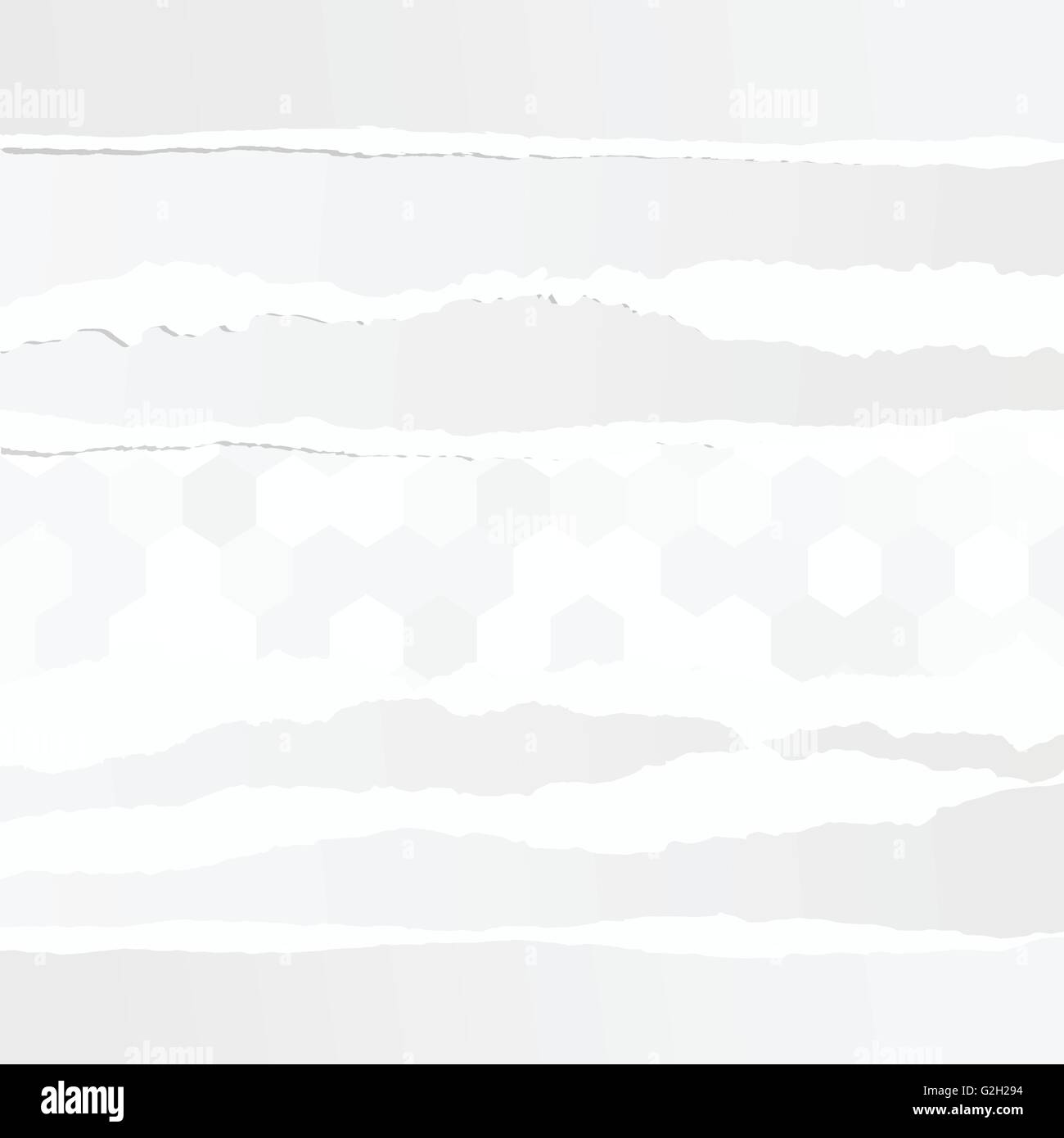 Pezzi di bianco strappato carta bianca sono bloccati sul modello grigio Illustrazione Vettoriale