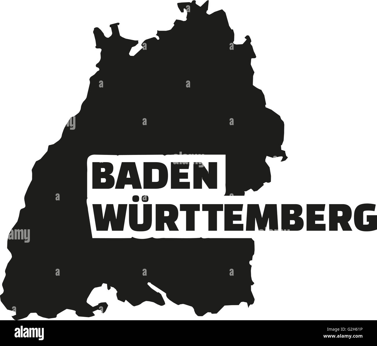 Baden-Württemberg mappa con titolo Foto Stock
