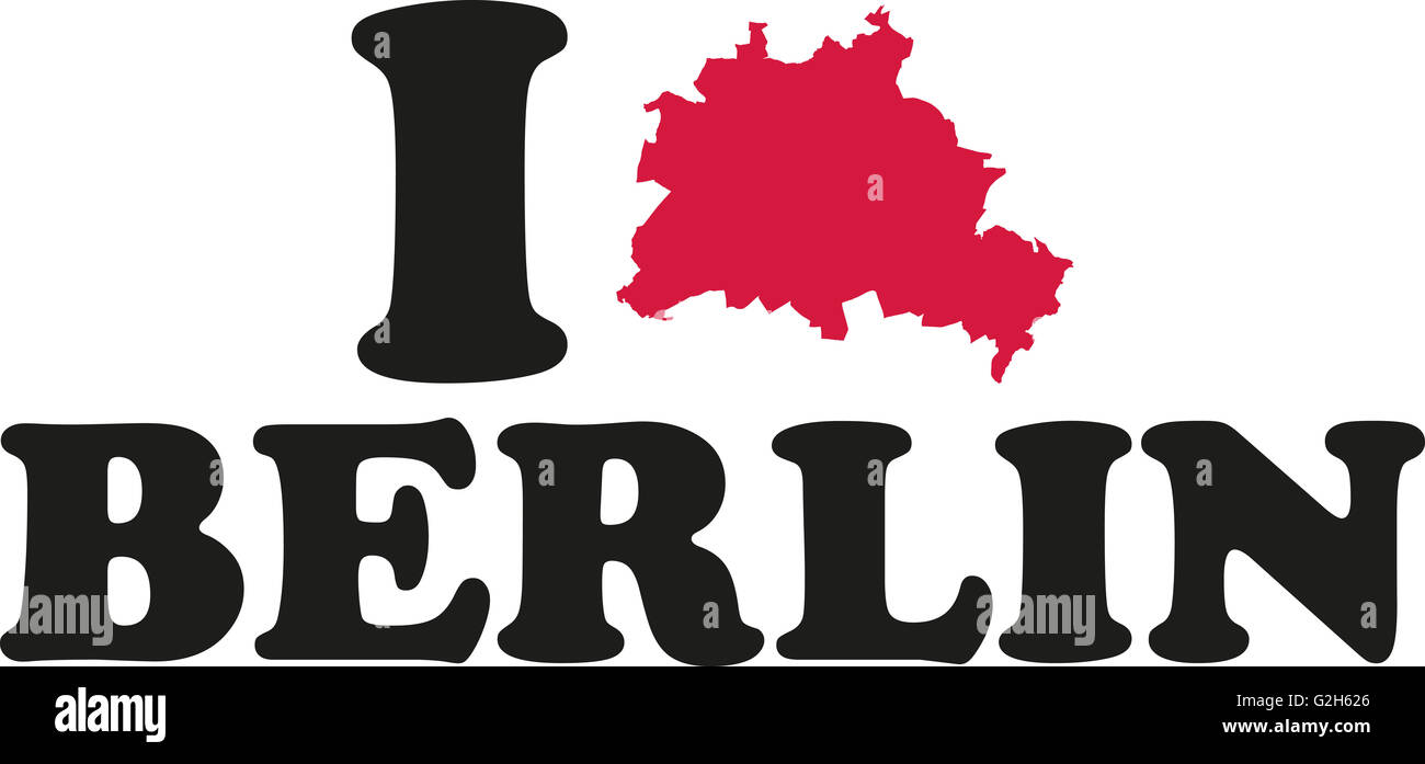Io amo la mappa di Berlino Foto Stock