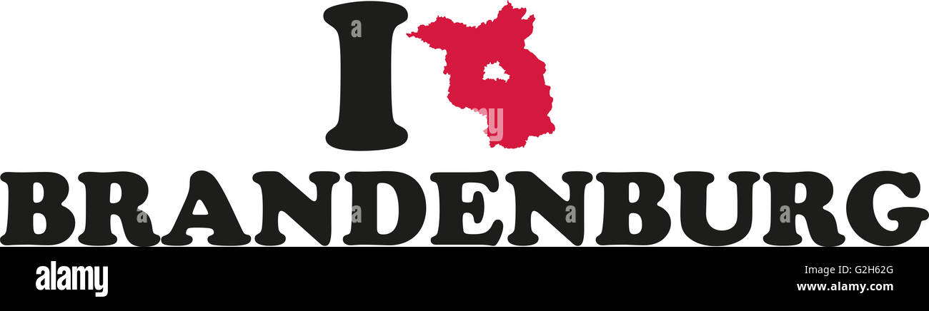 Io amo il Brandeburgo con mappa Foto Stock