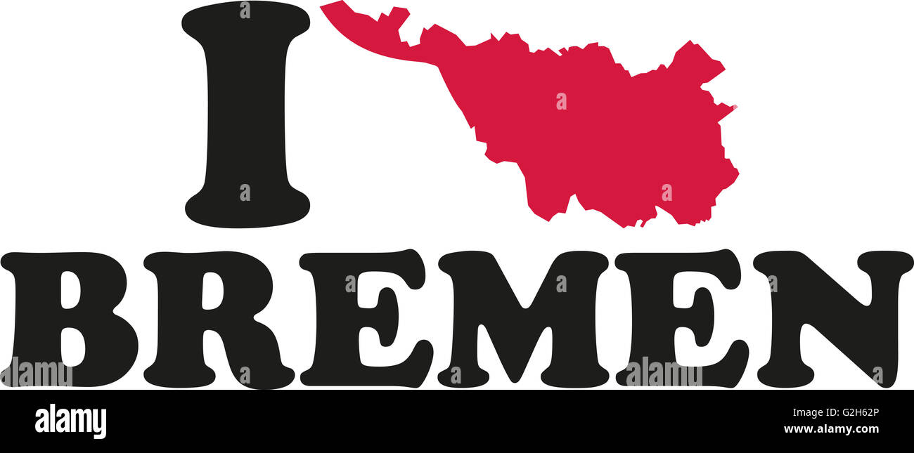 Io amo Bremen map Foto Stock