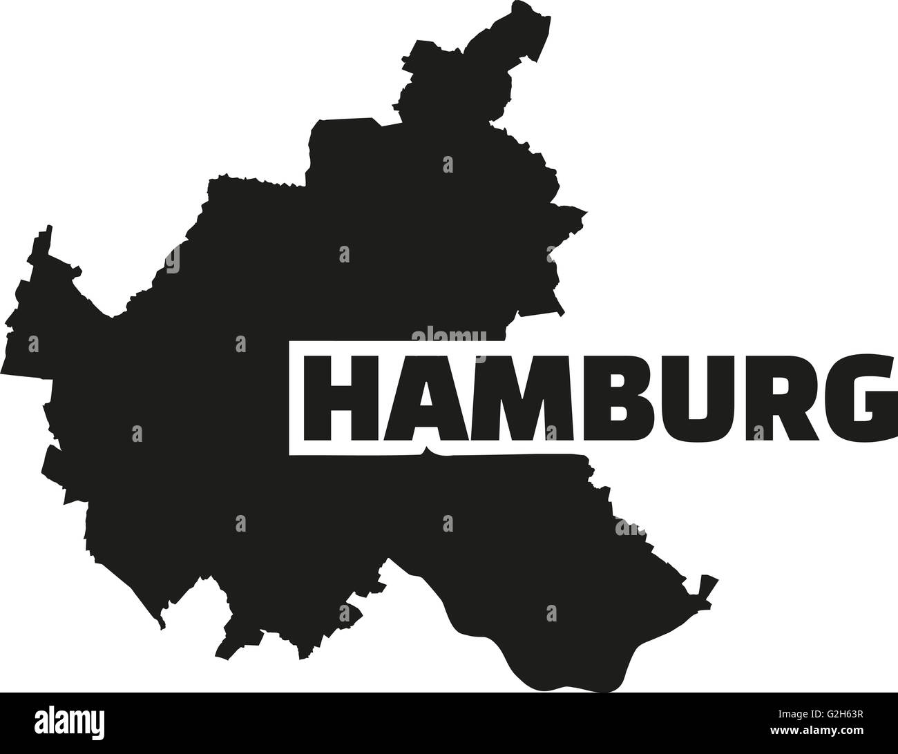 Mappa di Amburgo con titolo Foto Stock