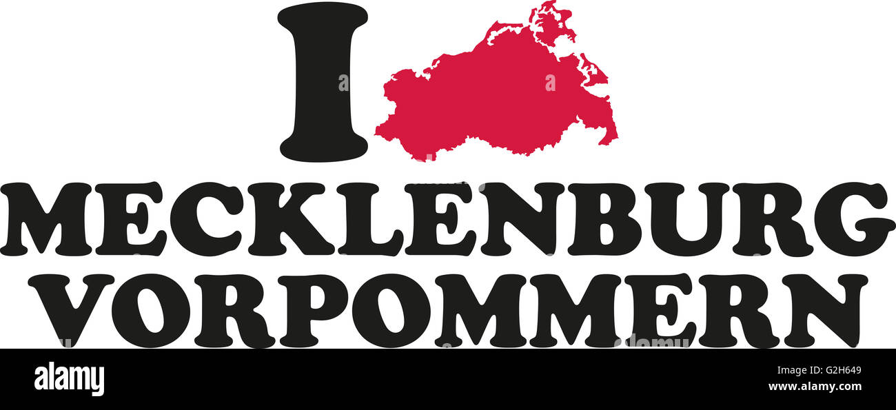 Io amo Meclemburgo-pomerania con mappa tedesco Foto Stock