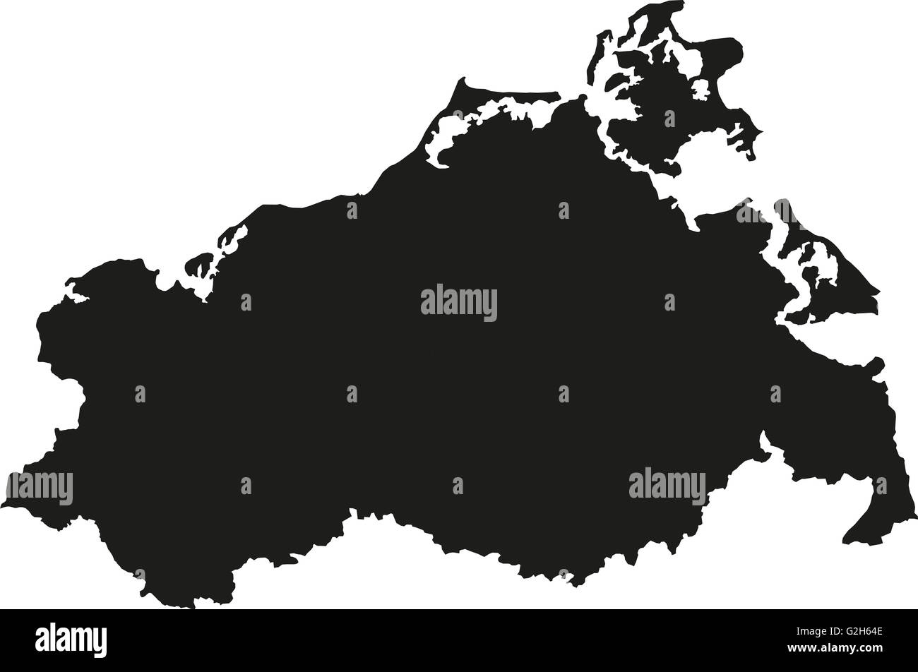 Mappa di Meclemburgo-Pomerania occidentale Foto Stock