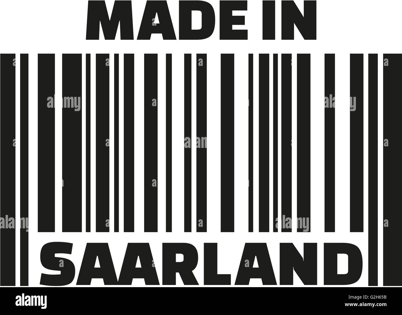 Realizzato nella Saar codice a barre Foto Stock