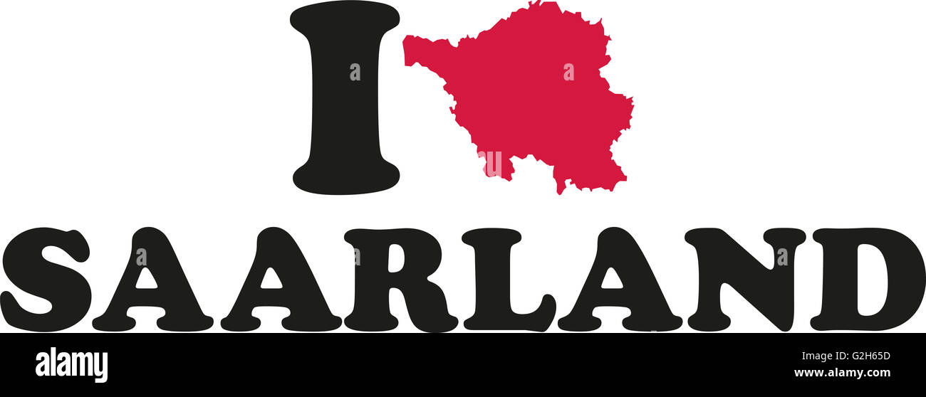 Io amo la Saar con mappa Foto Stock