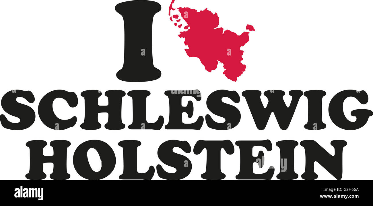 Io amo Schleswig-Holstein con mappa Foto Stock