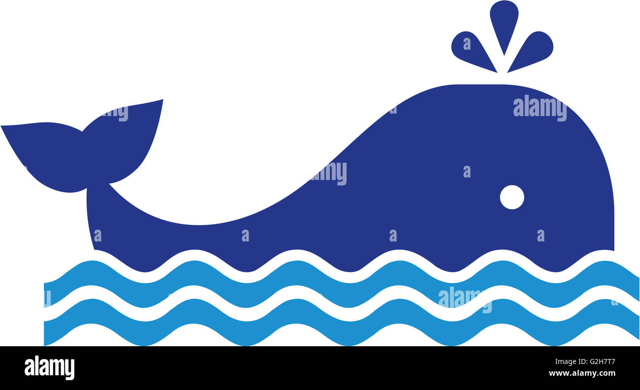 Icona di balena spruzzare acqua Foto Stock