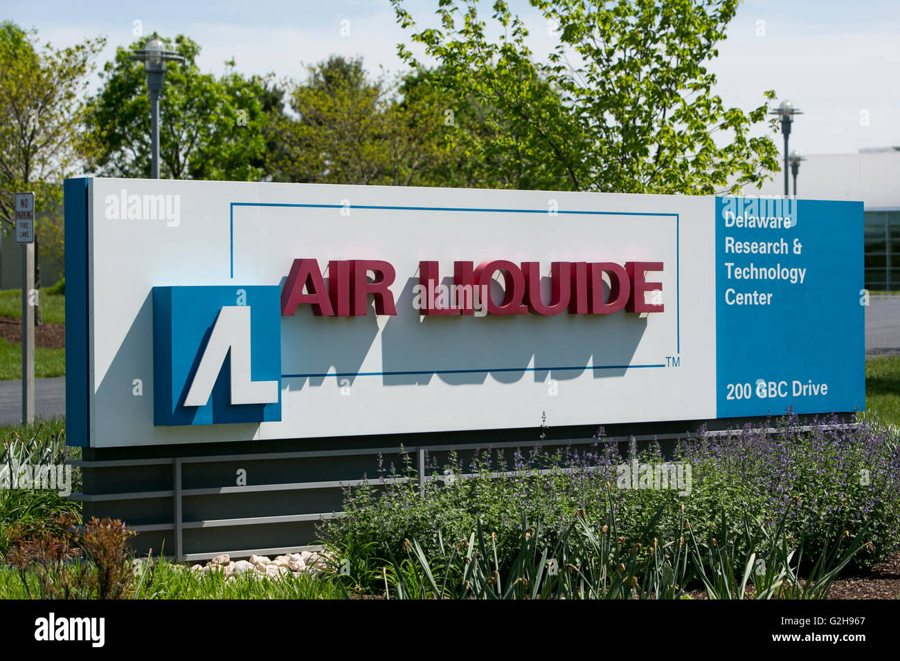 Un segno del logo al di fuori di una struttura occupata da Air Liquide in Newark, Delaware maggio su 8, 2016. Foto Stock
