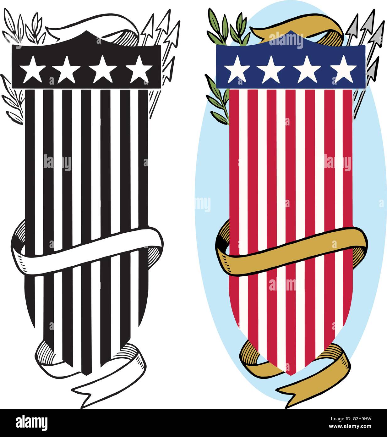 Bandiera americana icona dello scudo Illustrazione Vettoriale