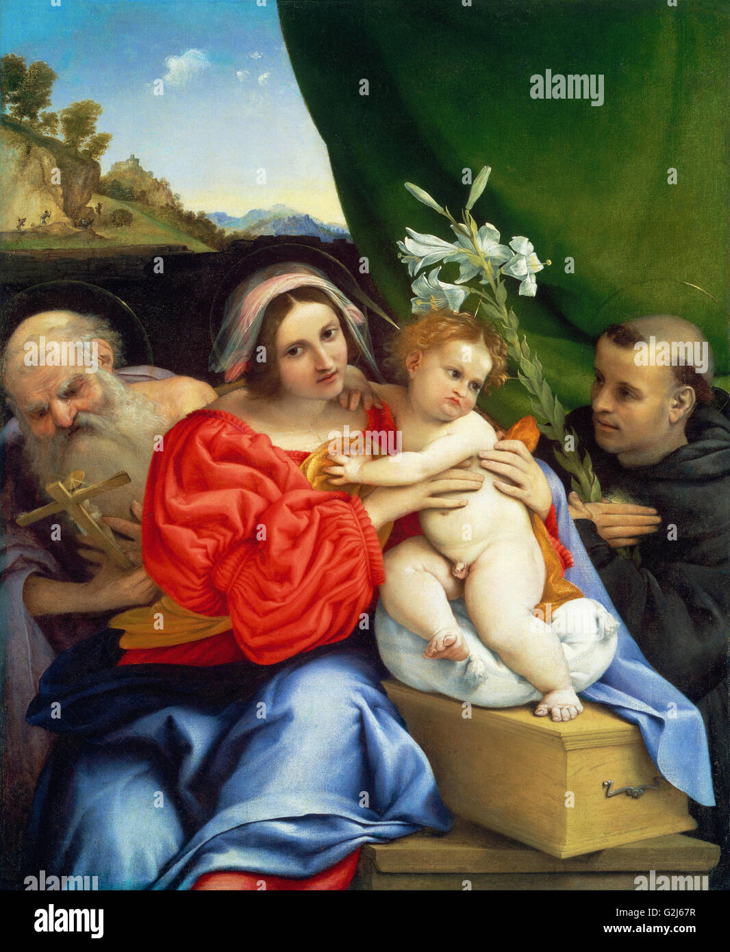 Lorenzo Lotto - Madonna con Bambino e Santi Girolamo e Nicola da Tolentino - Museo delle Belle Arti di Boston Foto Stock