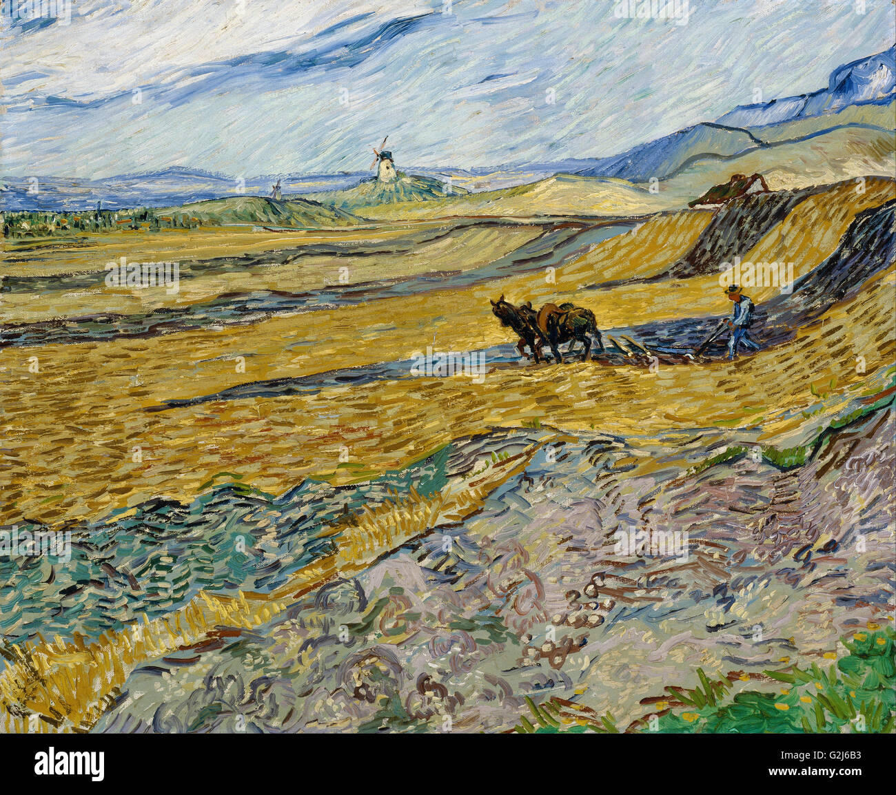 Vincent van Gogh - campo recintato con Plowman - Museo delle Belle Arti di Boston Foto Stock