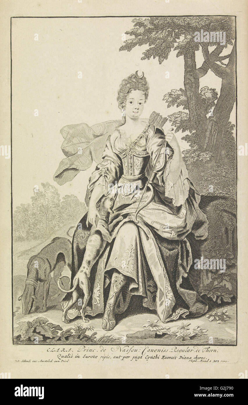 Ritratto di Clara Juliana, contessa di Nassau-Siegen, anonimo, Pieter Schenk (MI), sconosciuto, c. 1675 - 1711 Foto Stock