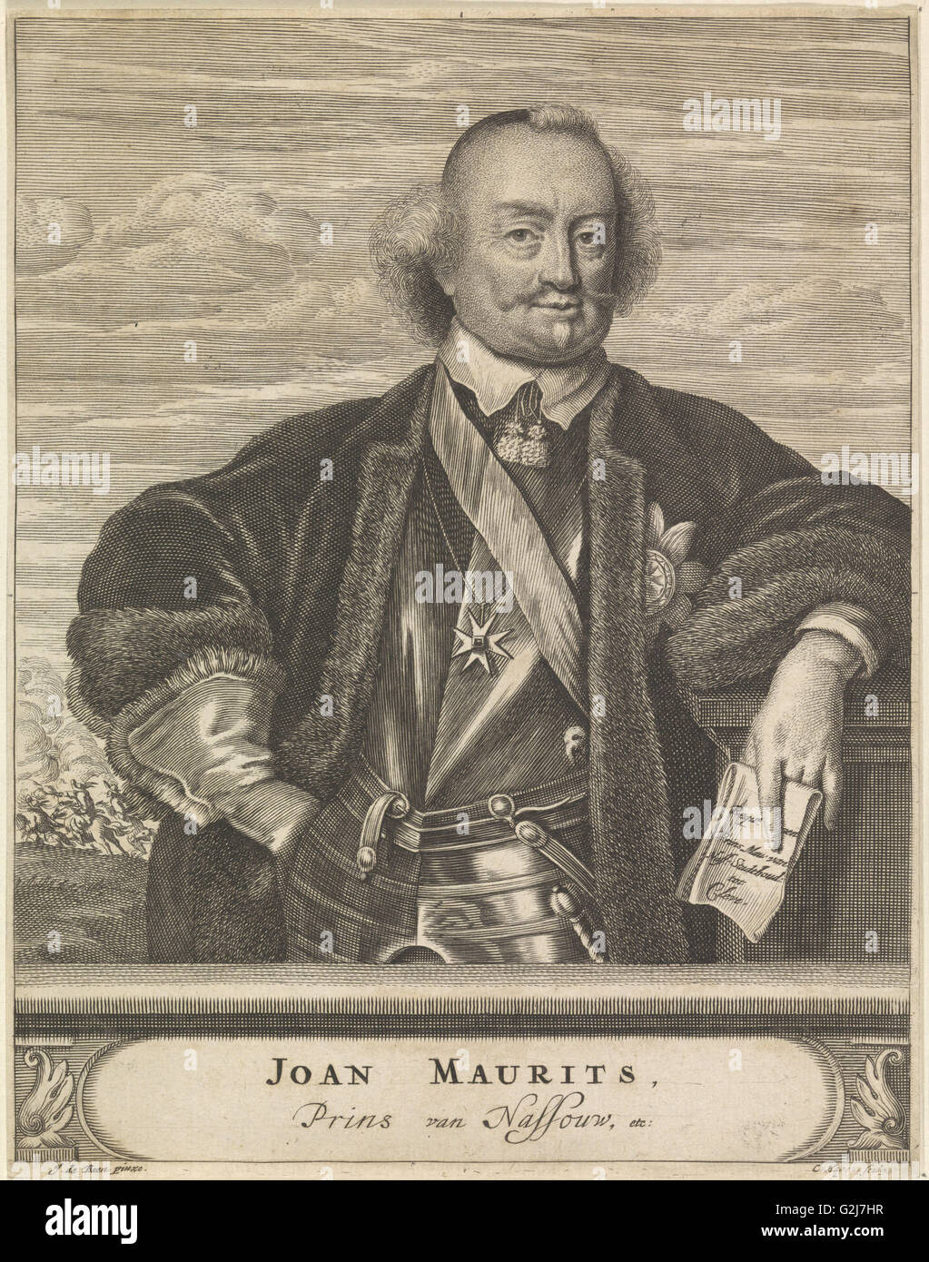 Ritratto di Johan Maurits, Conte di Nassau-Siegen, Christiaan Hagen, c. 1663 - c. 1695 Foto Stock
