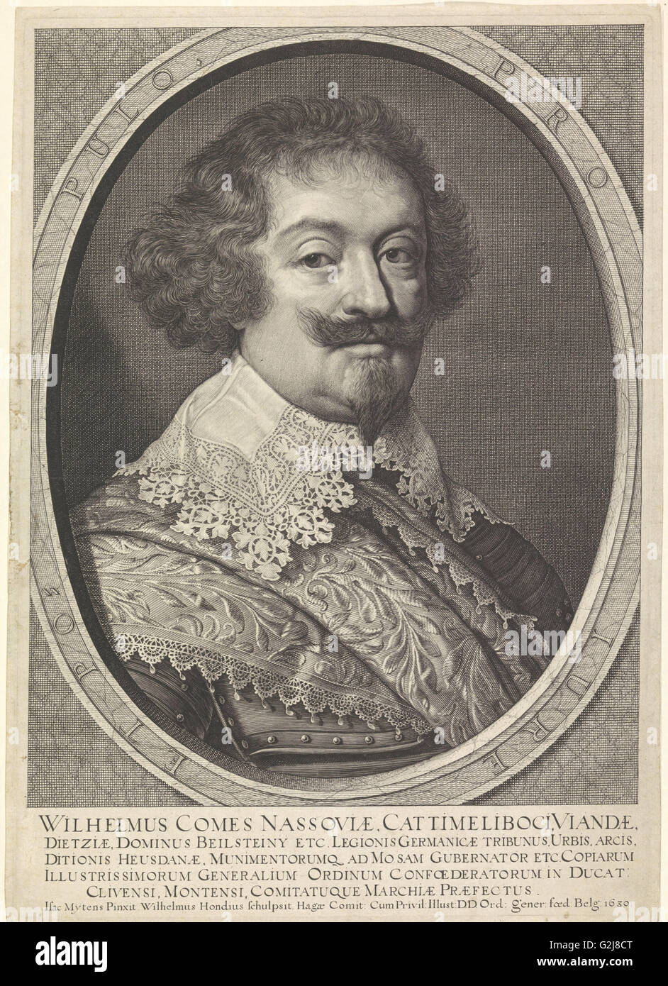 Ritratto di William, Conte di Nassau-Siegen, Willem Hondius, sconosciuto, 1630 Foto Stock