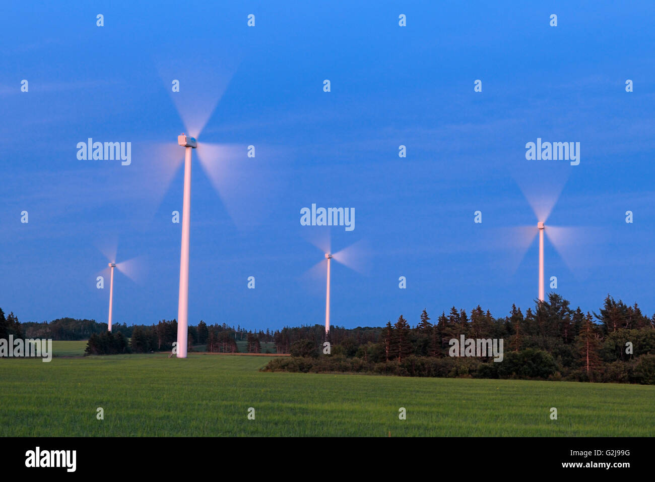 Turbina eolica farm West Cape Prince Edward Island in Canada Foto Stock