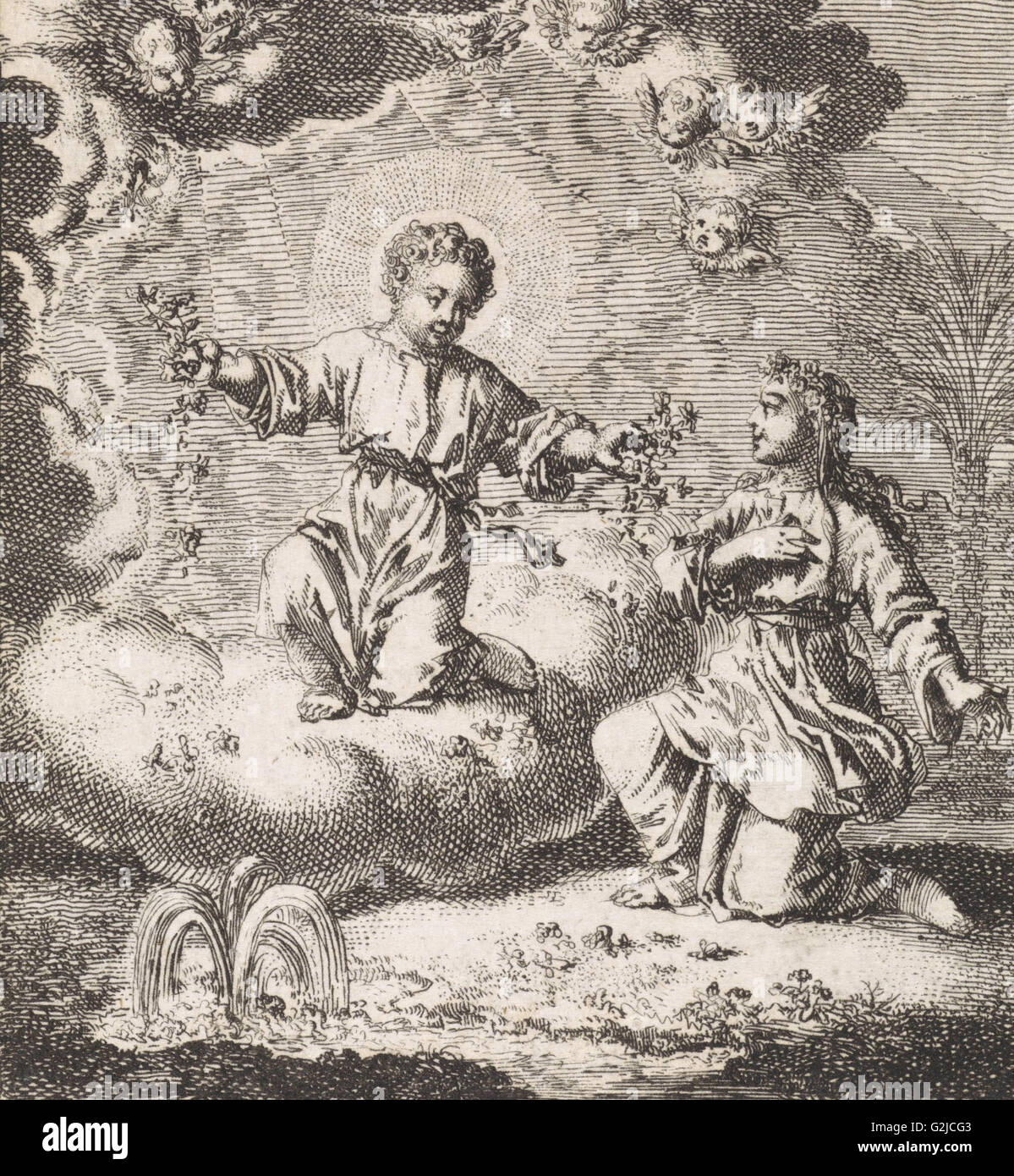 Personificata anima incontra il Cristo, Jan Luyken, 1714 Foto Stock