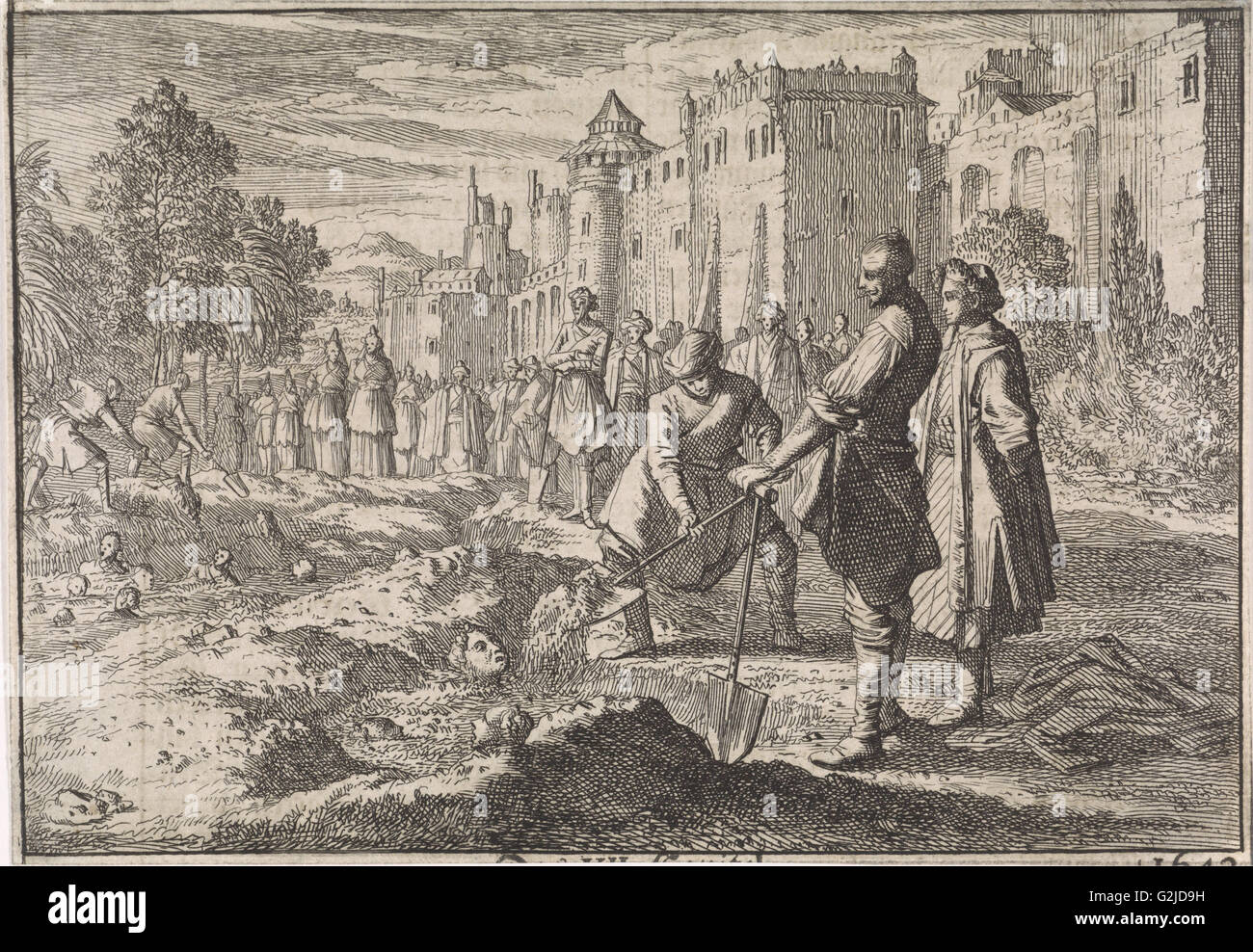 Safi, lo scià di Persia, seppellisce quaranta del suo harem di donne che vivono nel giardino di un palazzo come punizione Foto Stock