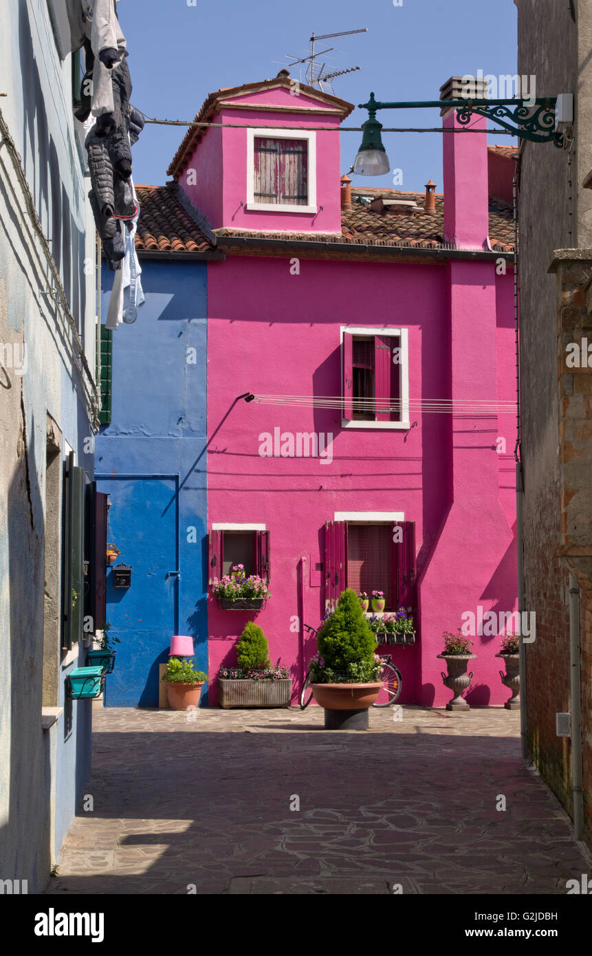 Burano case dipinte Foto Stock