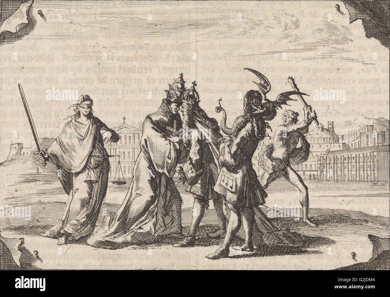 Cartoon circa la lotta tra Luigi XIV e Papa Innocenzo XI, 1687, Caspar Luyken, Pieter van der Aa (MI), 1698 Foto Stock