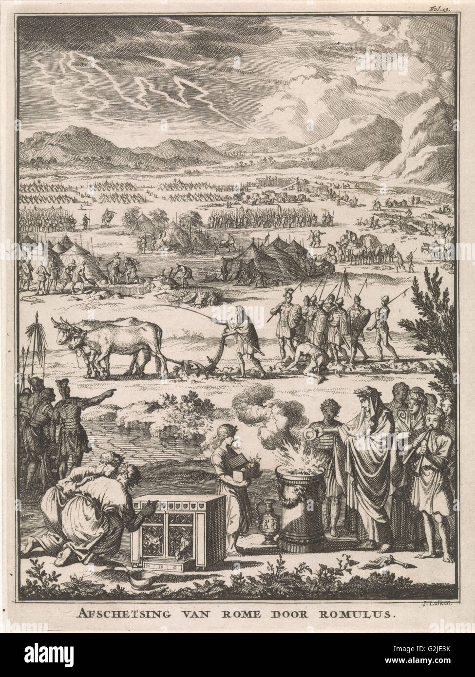 Romolo Fondazione Roma, Jan Luyken, François Halma, Willem van de acqua, 1697 Foto Stock