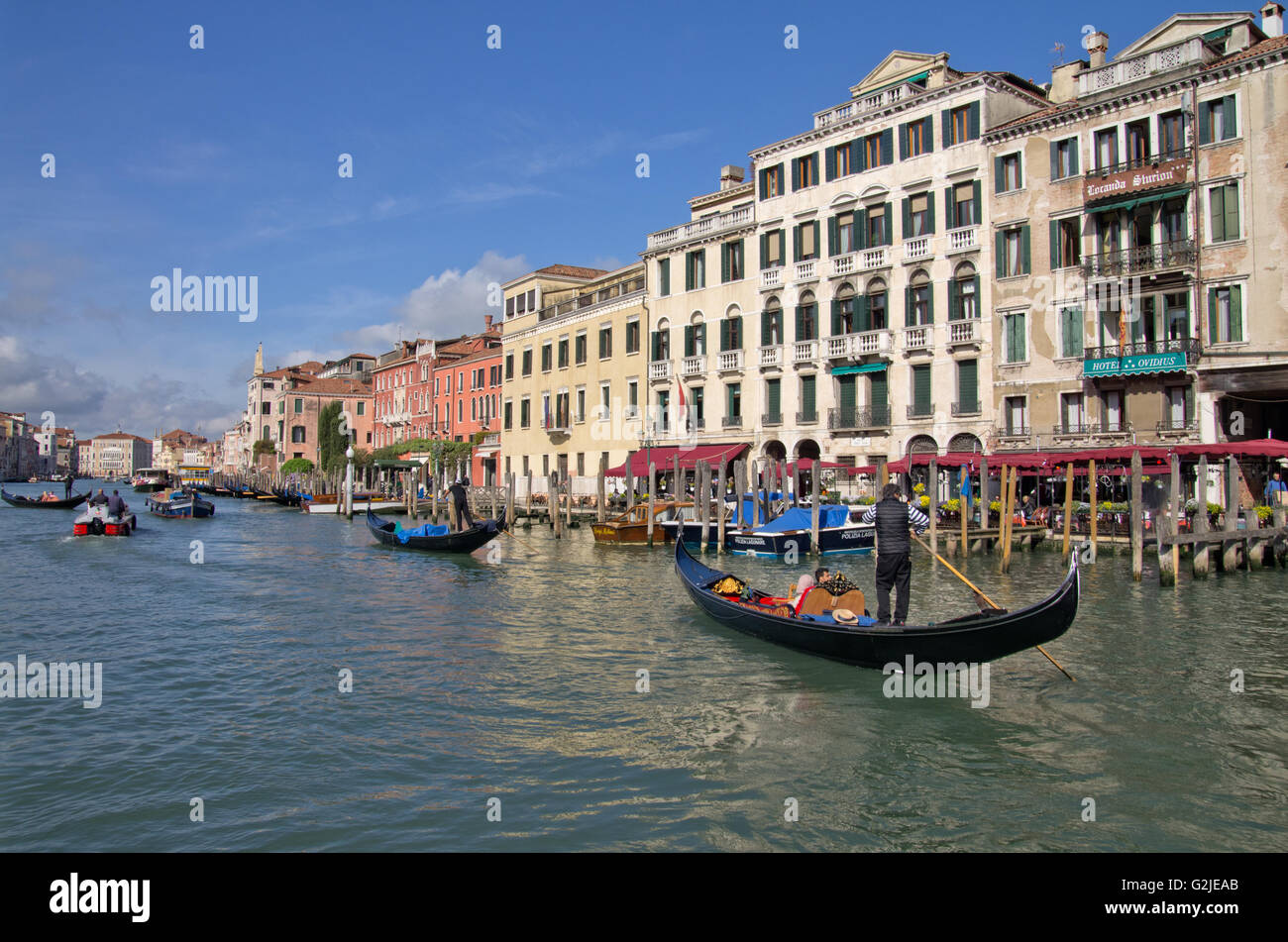 Il Canal Grande Venezia, Riva del Vin Foto Stock