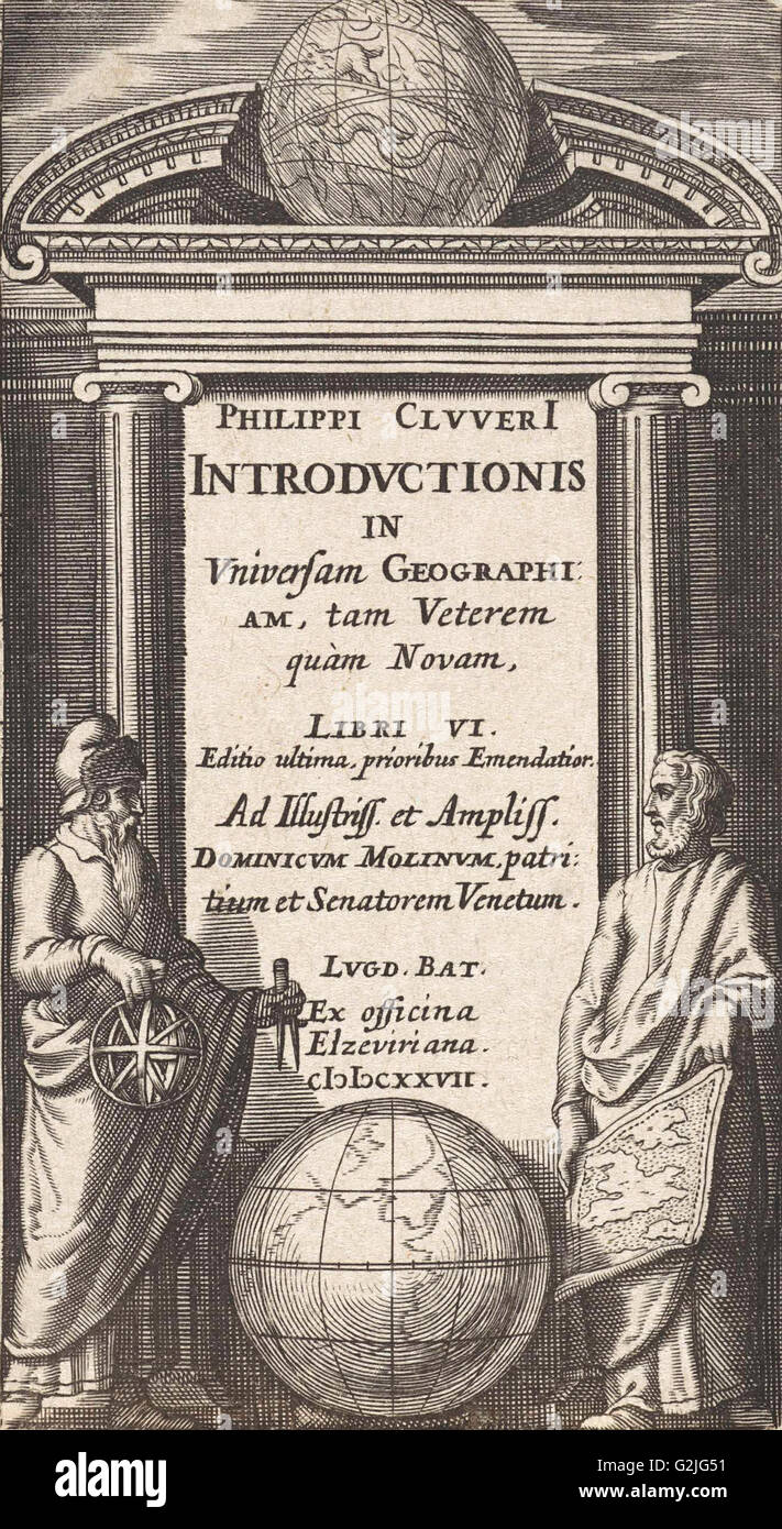 Globo con due studiosi, Pieter Serwouters, Bonaventura Elzevier, Abraham Elzevier (MI), 1627 Foto Stock