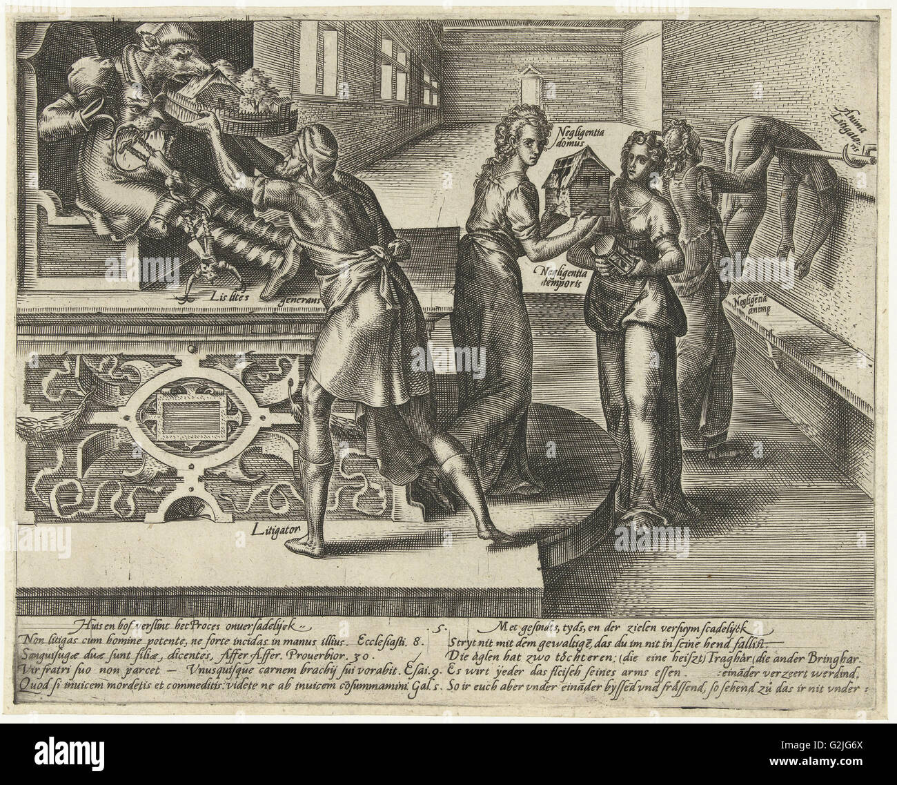 Contenzioso divora il denaro e proprietà, Hendrick Goltzius, 1597 Foto Stock
