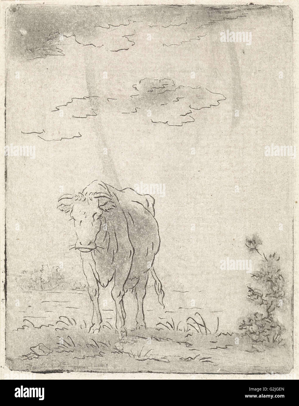 Paesaggio con mucca, Pieter Janson, 1780 - 1851 Foto Stock