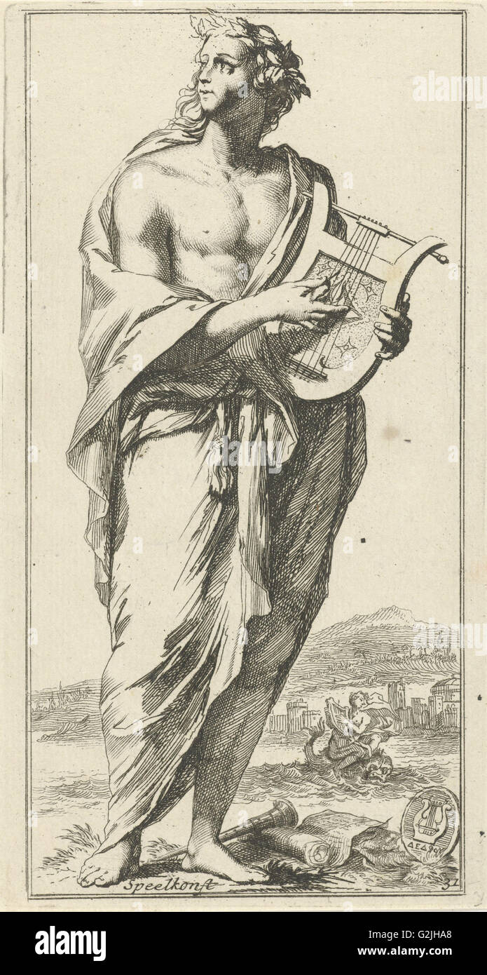 Personificazione della musica, Arnold Houbraken, 1710 - 1719 Foto Stock