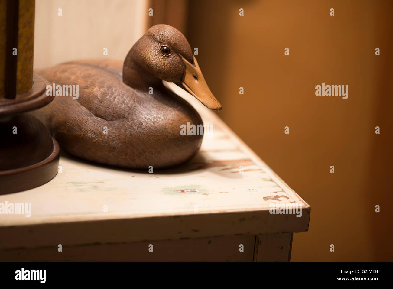 Duck Hunting decoy visualizzata su un tavolo Foto Stock