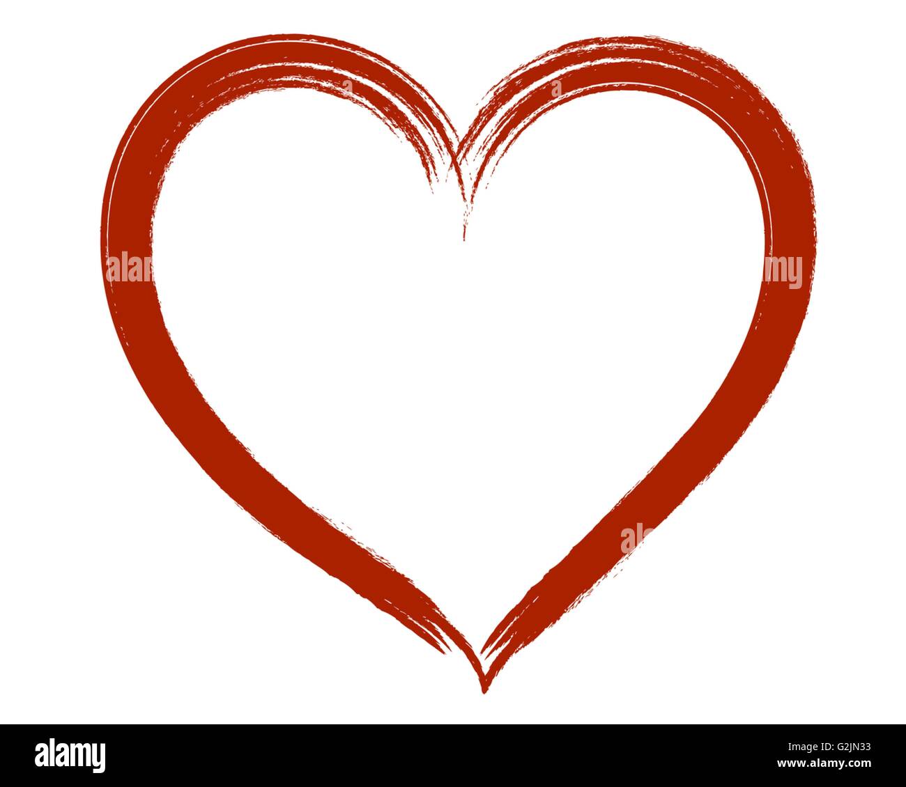 Semplice pennello dipinte di rosso cuore. Vettore. Illustrazione Vettoriale