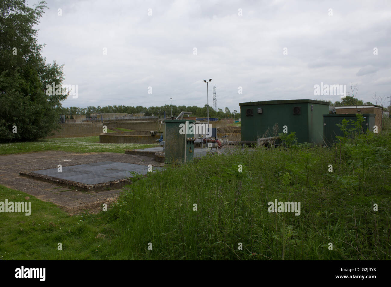 Macchinari all'interno della Abingdon a impianti di trattamento delle acque (Thames Water) Foto Stock