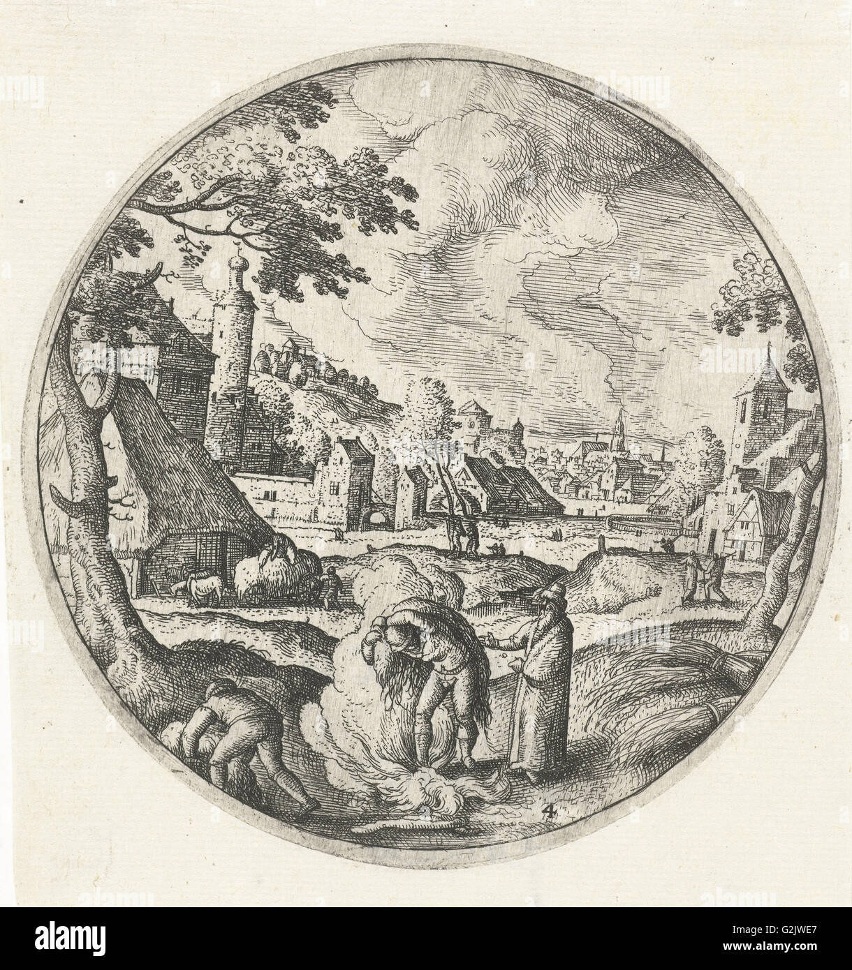 Le erbacce vengono bruciate, Hans Bol, 1574 Foto Stock