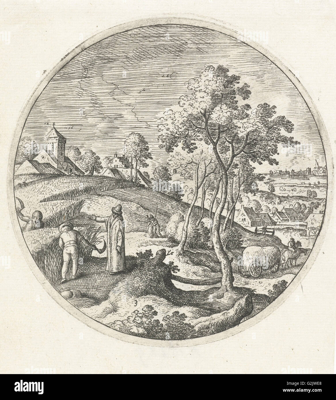 La raccolta del granoturco, Hans Bol, 1574 Foto Stock