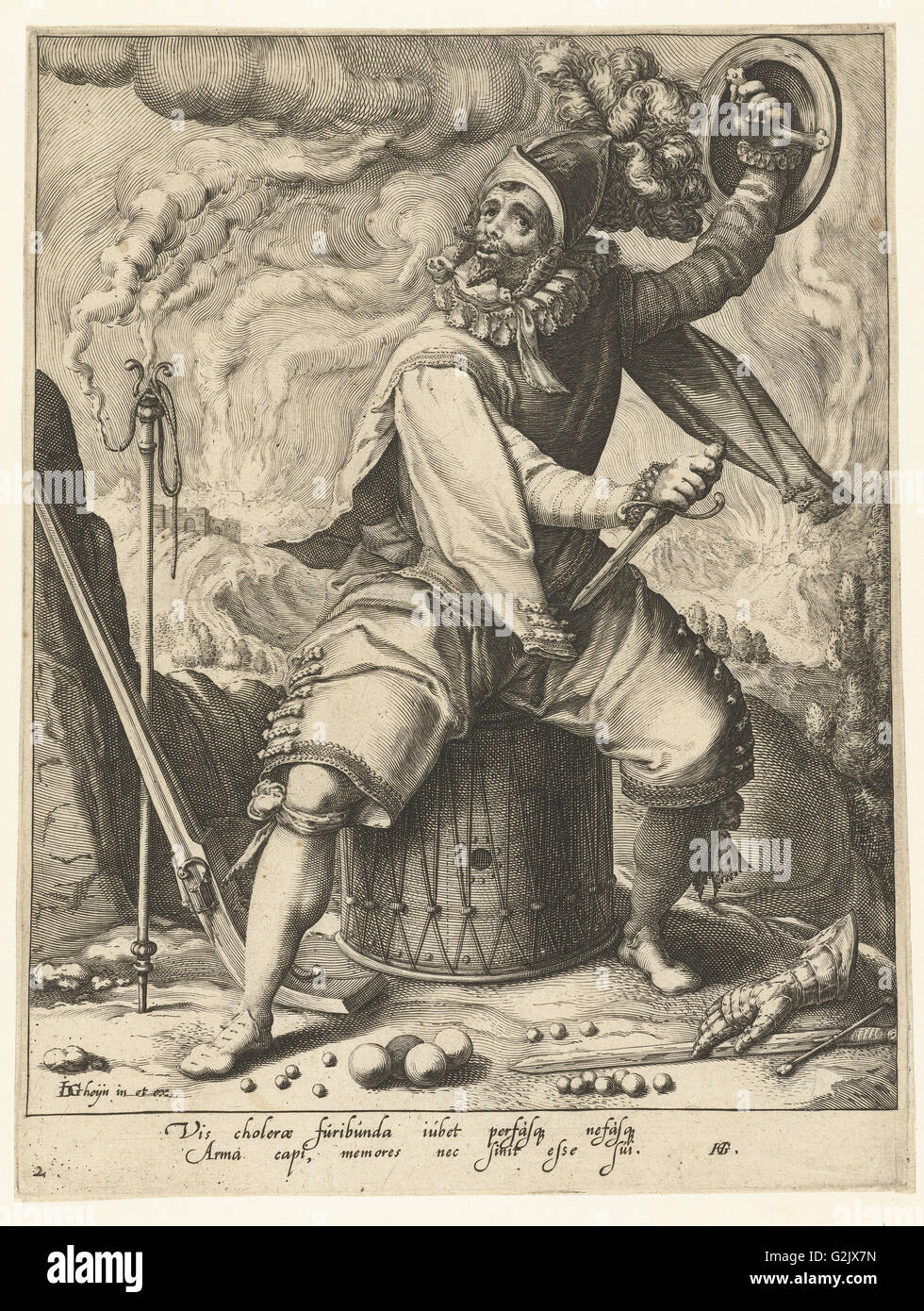 Il temperamento collerico (l'elemento fuoco), Hugo de Groot, Jacob de Gheyn (II), 1596 - 1597 Foto Stock
