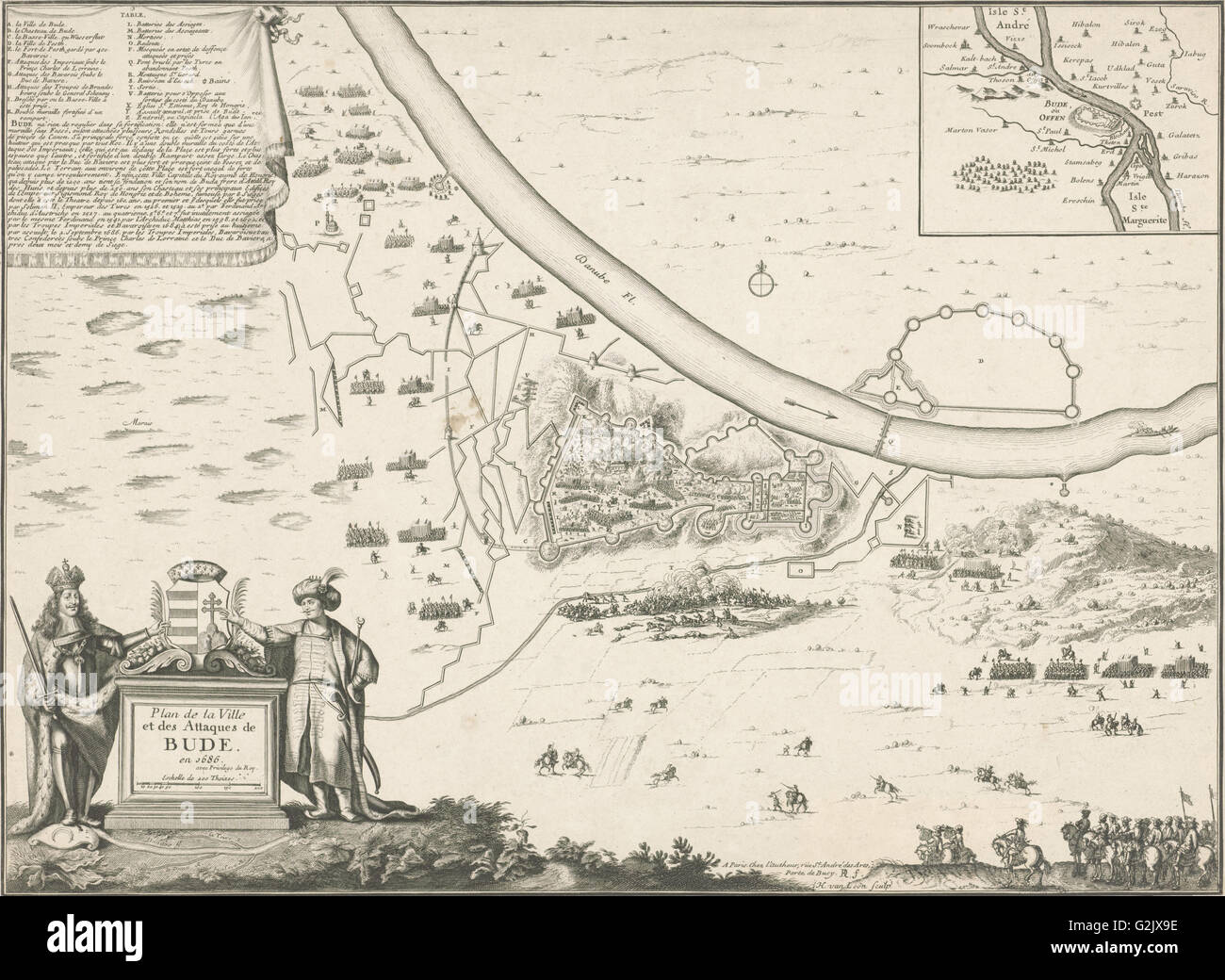 Mappa di Buda, 1686, Harmanus van Loon, Lodewijk XIV (koning van Frankrijk), 1693 - 1696 Foto Stock