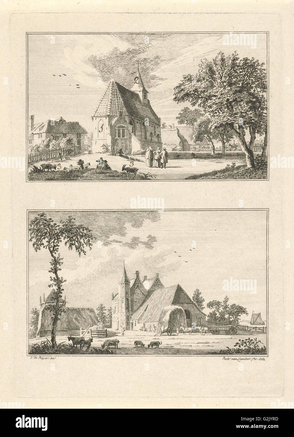 Cappella in Loo e casa Loowaerd, Paesi Bassi, Paulus van Liender, 1762 Foto Stock