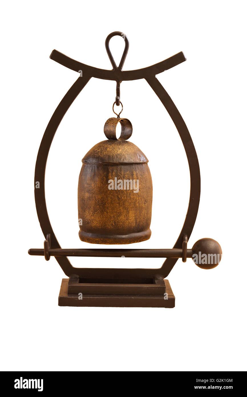 Piccolo gong asiatico isolato su uno sfondo bianco Foto Stock