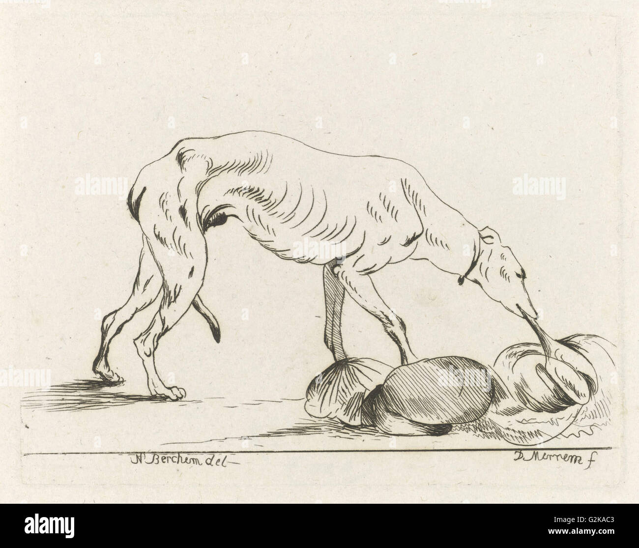 Mangiare cane, D. Merrem, 1700 - 1800 Foto Stock