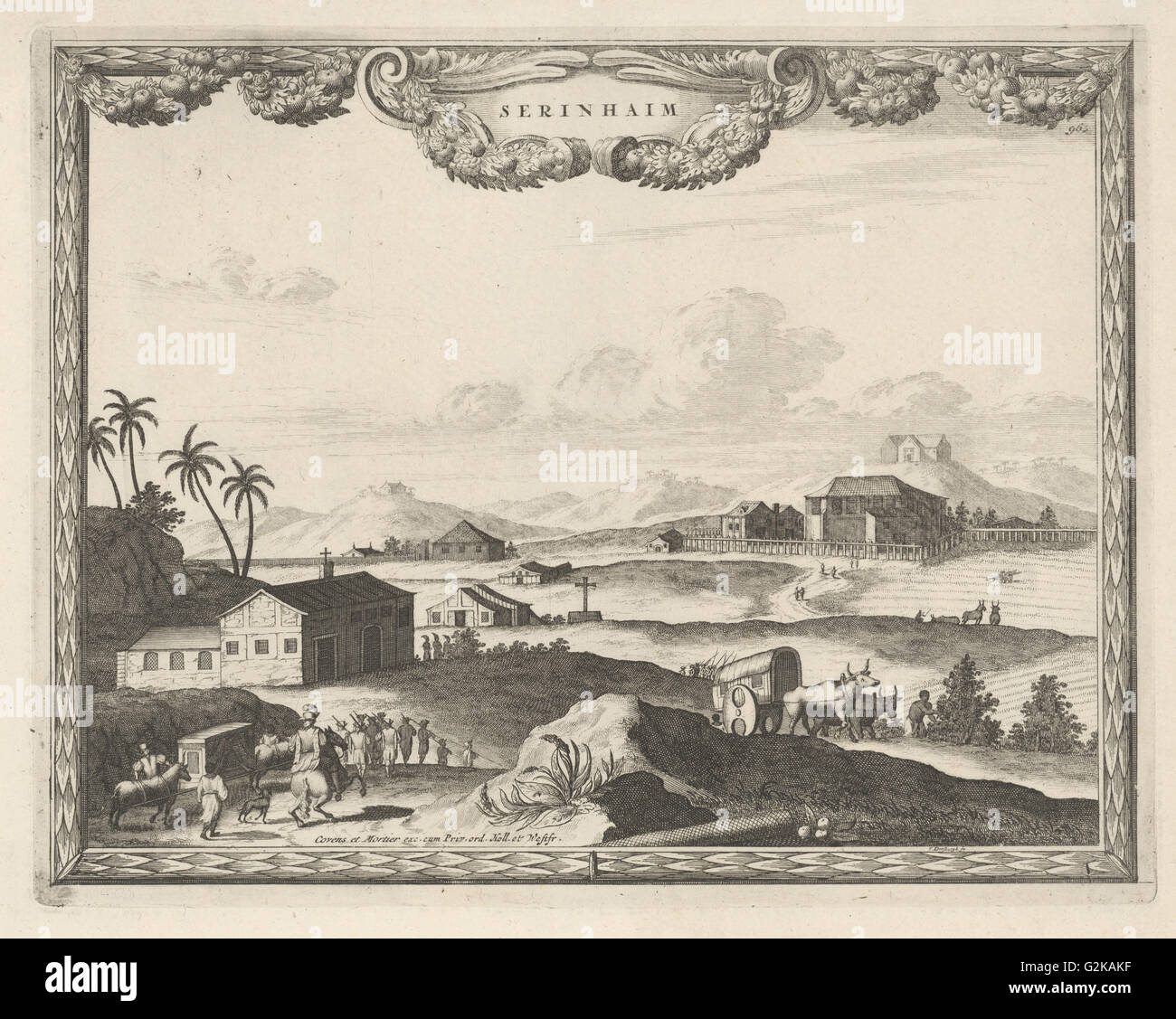 Vista su Serinhaim, stampa maker: Thomas Doesburgh, Johannes conciliaboli e Cornelis Mortier, 1685 - 1714 Foto Stock