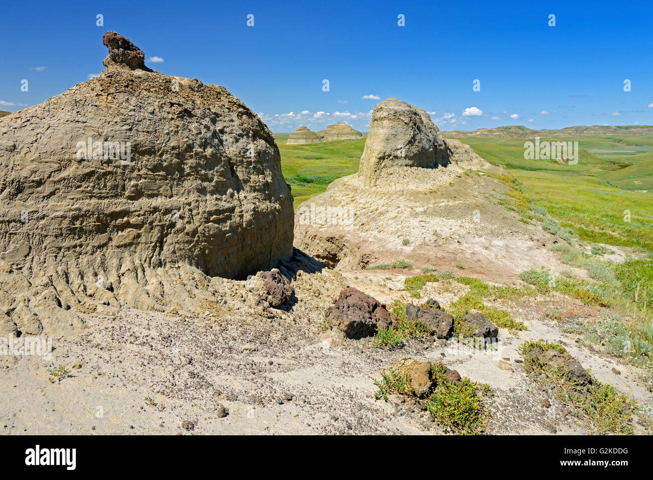 Buttes in Killdeer Badlands. Blocco orientale. Praterie Parco Nazionale di Saskatchewan in Canada Foto Stock