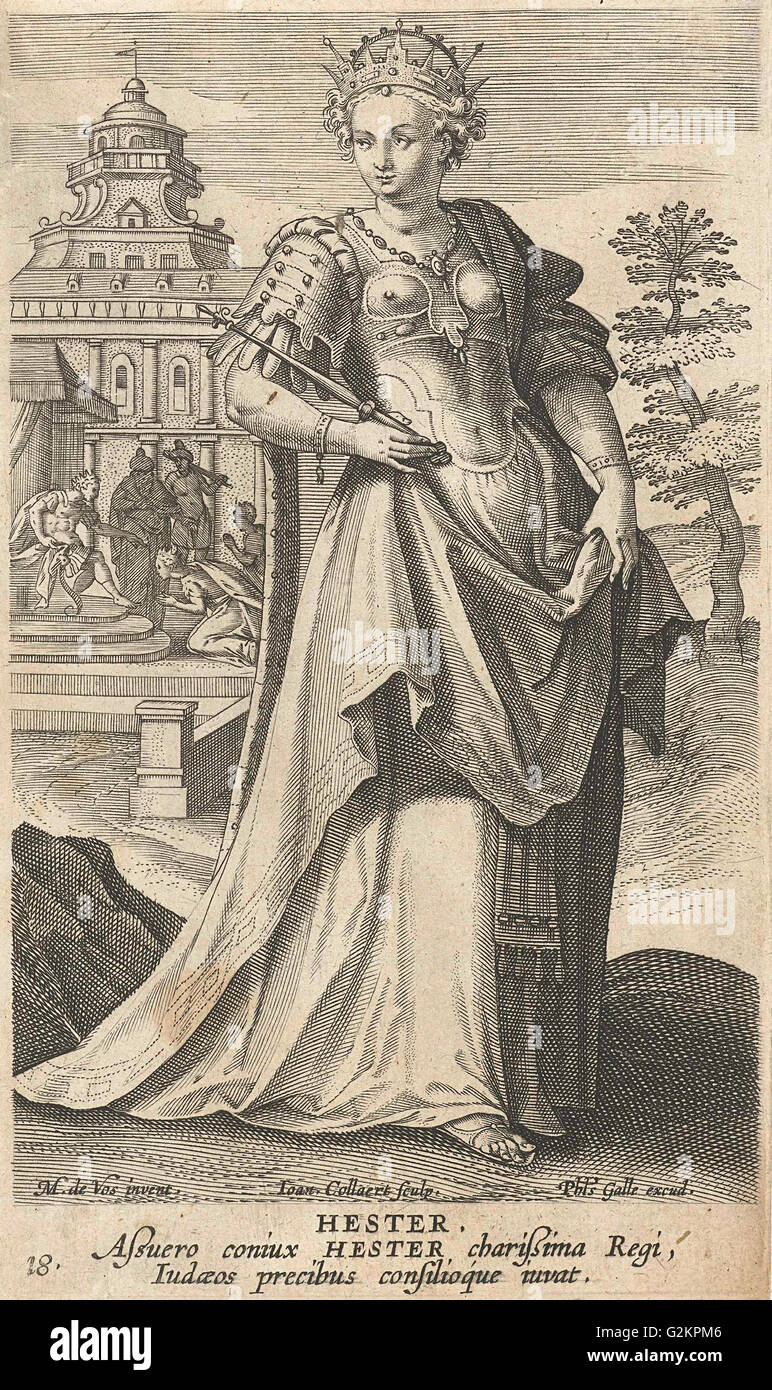 Estere, Jan Collaert (II), Philips Galle, Cornelis Kiliaan, 1588 - 1597 Foto Stock