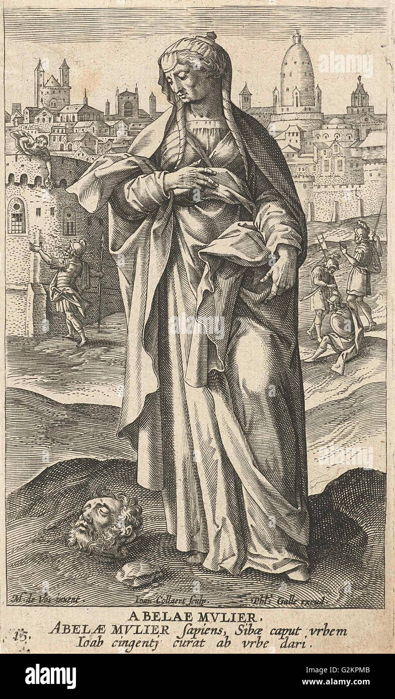 Saggia donna di Abele Beth Maaca, Jan Collaert (II), Philips Galle, Cornelis Kiliaan, 1588 - 1595 Foto Stock