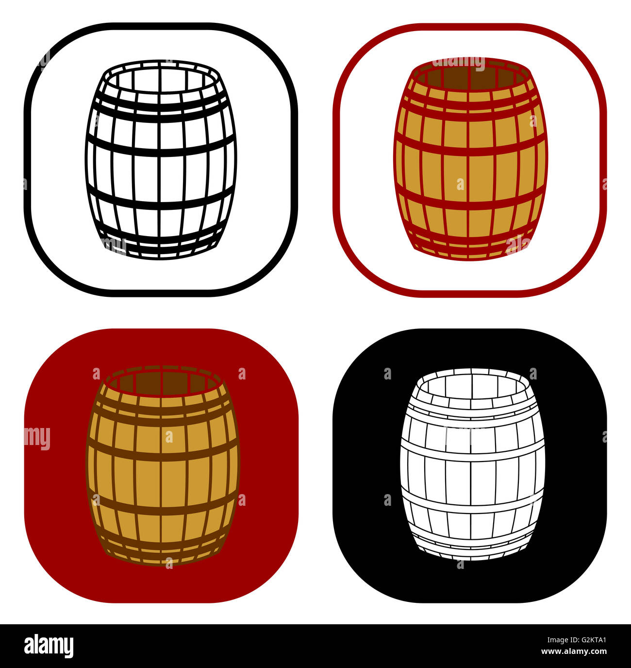 Il vino o la birra impostare l'icona di barili Foto Stock