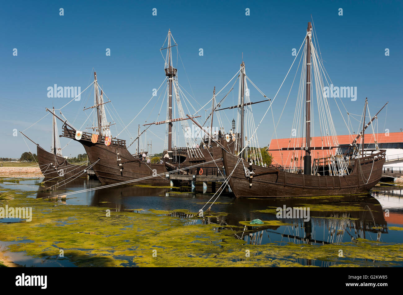 La banchina del Caravelle, Palos de la Frontera, provincia di Huelva, regione dell'Andalusia, Spagna, Europa Foto Stock